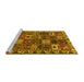 Sideview of Machine Washable Persian Yellow Traditional Rug, wshtr3807yw