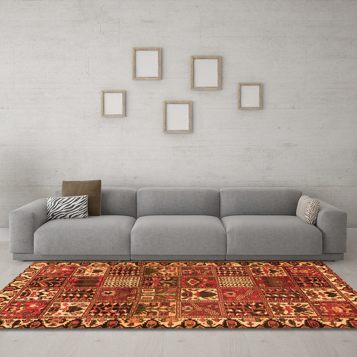 Machine Washable Persian Orange Traditional Area Rugs in a Living Room, wshtr3807org