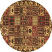 Round Persian Brown Traditional Rug, tr3807brn