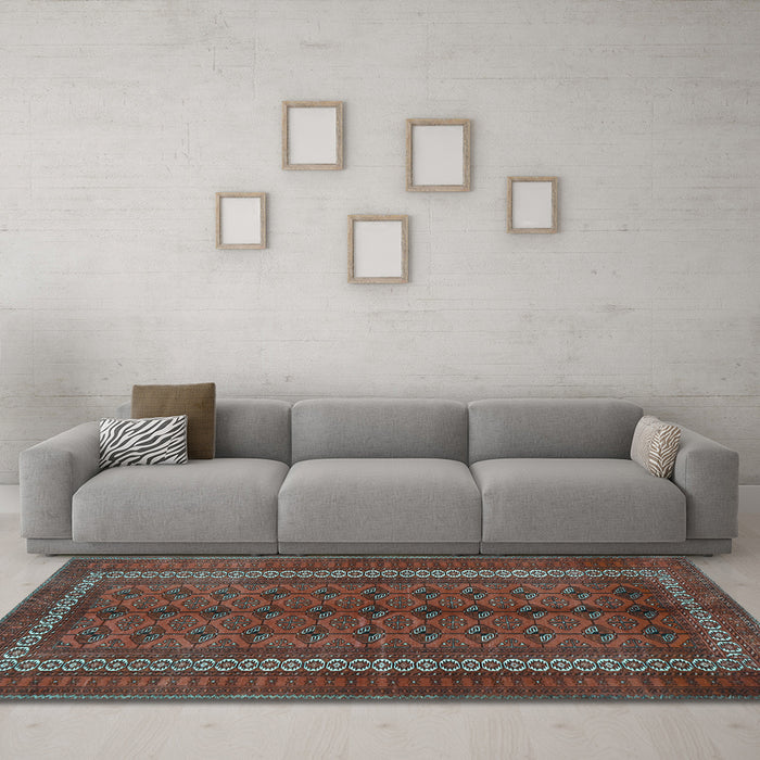 Machine Washable Persian Light Blue Traditional Rug in a Living Room, wshtr3808lblu