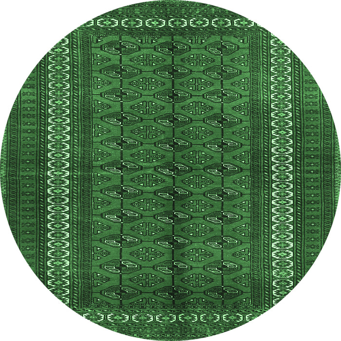 Round Machine Washable Persian Emerald Green Traditional Area Rugs, wshtr3808emgrn