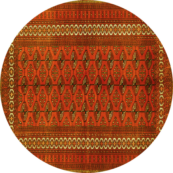 Round Persian Yellow Traditional Rug, tr3808yw