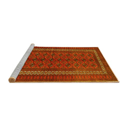 Sideview of Machine Washable Persian Yellow Traditional Rug, wshtr3808yw