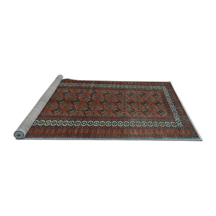 Sideview of Machine Washable Persian Light Blue Traditional Rug, wshtr3808lblu
