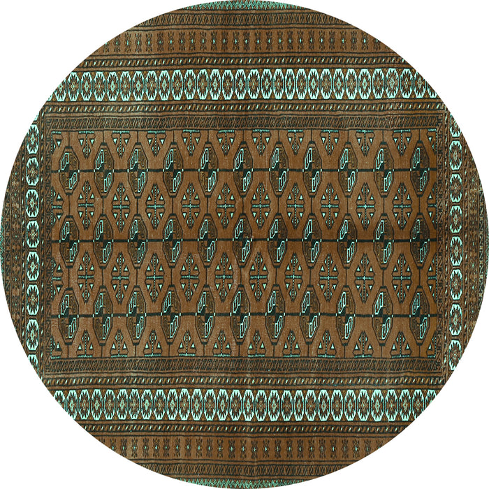 Round Persian Turquoise Traditional Rug, tr3808turq