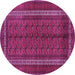 Round Persian Purple Traditional Rug, tr3808pur