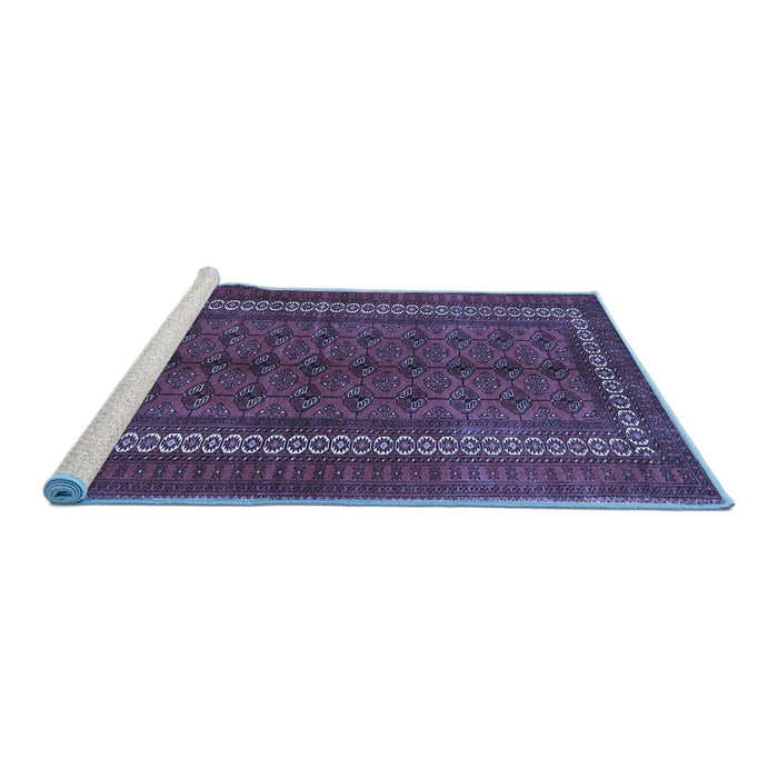 Sideview of Machine Washable Persian Blue Traditional Rug, wshtr3808blu