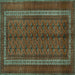 Square Machine Washable Persian Turquoise Traditional Area Rugs, wshtr3808turq