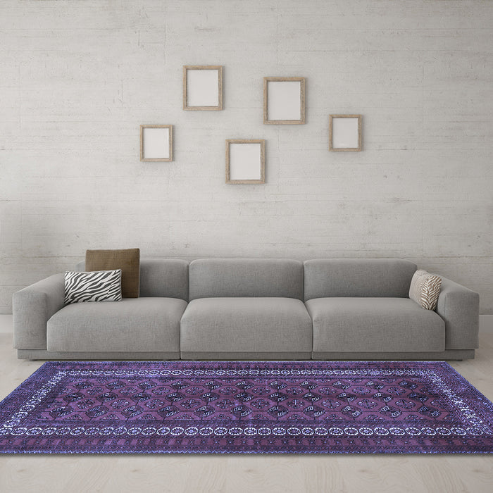 Machine Washable Persian Blue Traditional Rug in a Living Room, wshtr3808blu