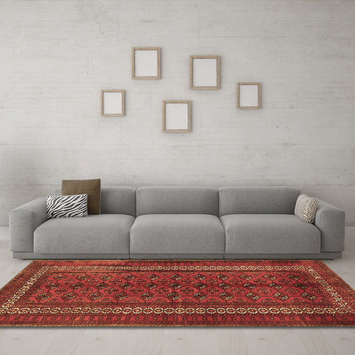 Machine Washable Persian Brown Traditional Rug in a Living Room,, wshtr3808brn