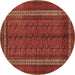 Round Persian Brown Traditional Rug, tr3808brn