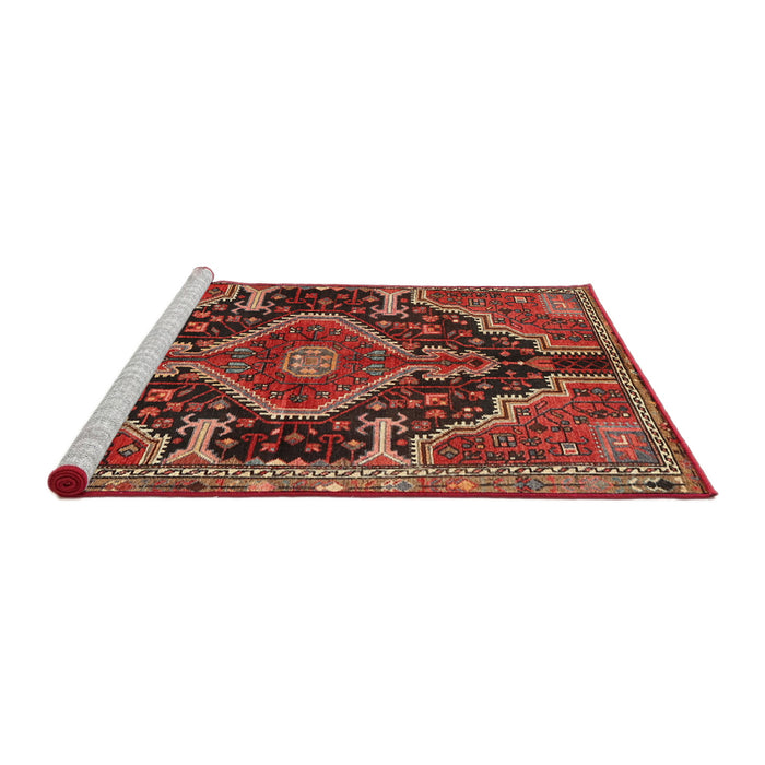 Sideview of Machine Washable Traditional Rust Pink Rug, wshtr3809