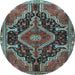 Round Persian Light Blue Traditional Rug, tr3809lblu