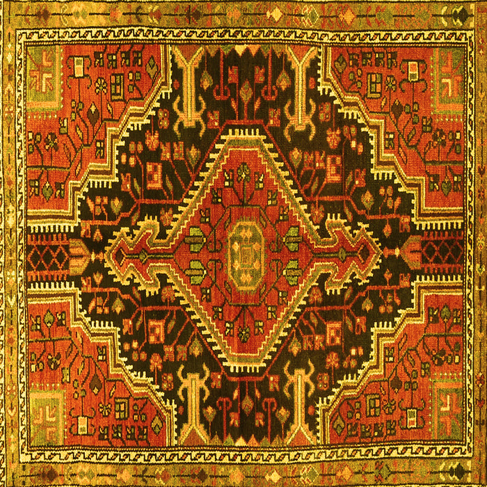 Square Machine Washable Persian Yellow Traditional Rug, wshtr3809yw