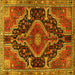 Square Machine Washable Persian Yellow Traditional Rug, wshtr3809yw