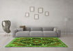 Machine Washable Persian Green Traditional Area Rugs in a Living Room,, wshtr3809grn