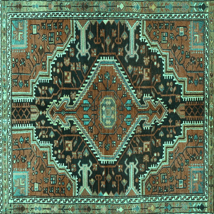 Square Persian Turquoise Traditional Rug, tr3809turq