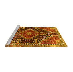 Sideview of Machine Washable Persian Yellow Traditional Rug, wshtr3809yw