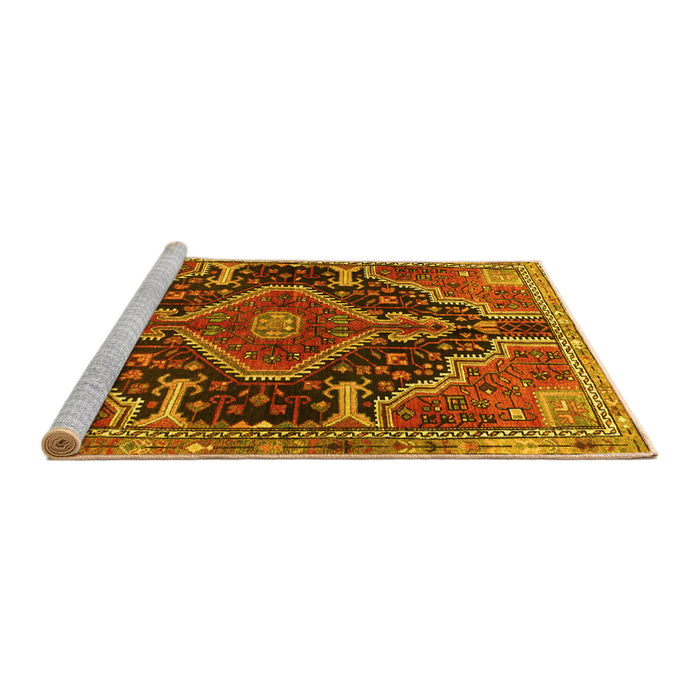 Sideview of Machine Washable Persian Yellow Traditional Rug, wshtr3809yw