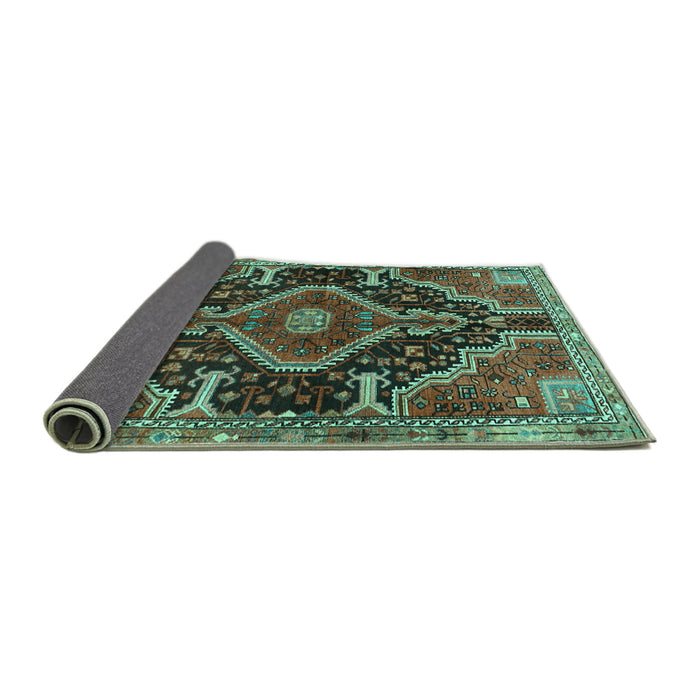 Sideview of Persian Turquoise Traditional Rug, tr3809turq