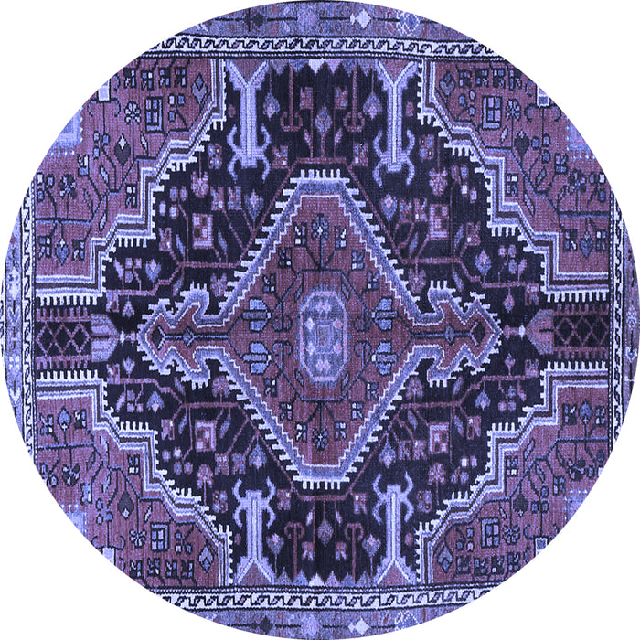 Round Machine Washable Persian Blue Traditional Rug, wshtr3809blu