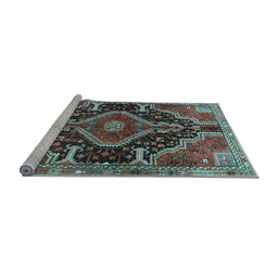 Sideview of Machine Washable Persian Light Blue Traditional Rug, wshtr3809lblu