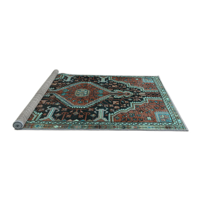 Sideview of Machine Washable Persian Light Blue Traditional Rug, wshtr3809lblu