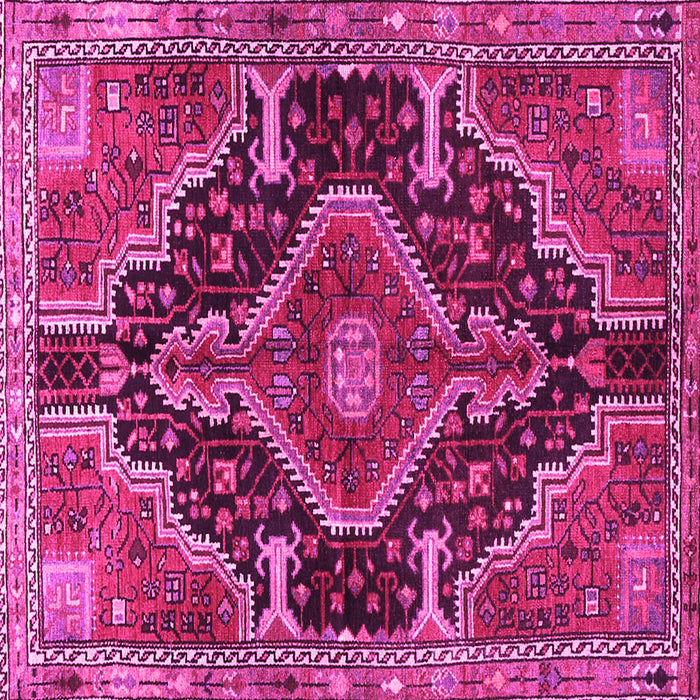Square Machine Washable Persian Pink Traditional Rug, wshtr3809pnk