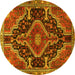 Round Persian Yellow Traditional Rug, tr3809yw