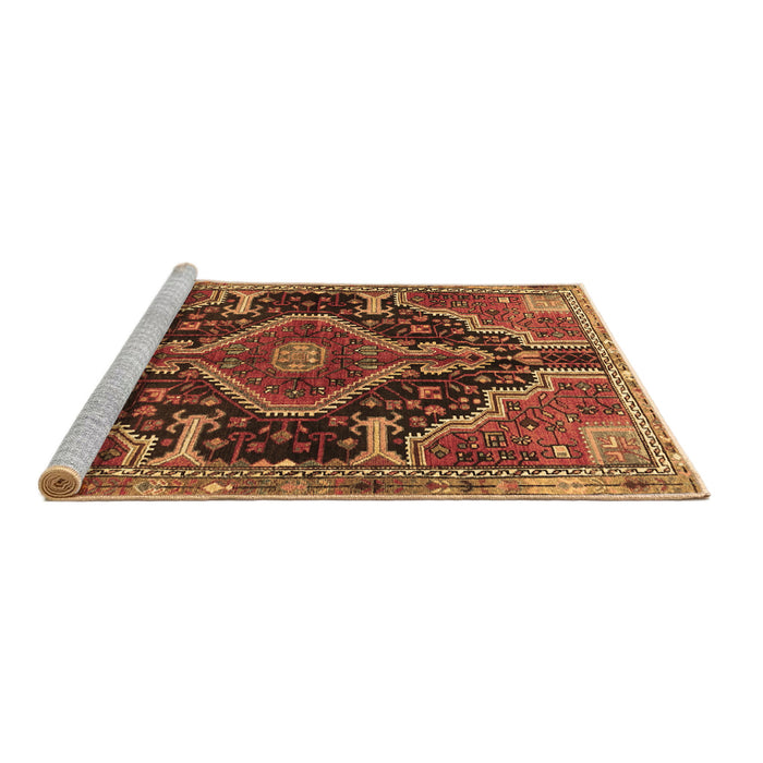 Sideview of Machine Washable Persian Brown Traditional Rug, wshtr3809brn