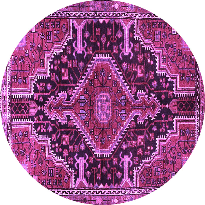 Round Machine Washable Persian Purple Traditional Area Rugs, wshtr3809pur