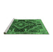 Sideview of Machine Washable Persian Emerald Green Traditional Area Rugs, wshtr3809emgrn