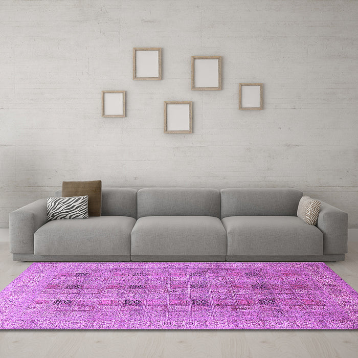 Machine Washable Persian Purple Traditional Area Rugs in a Living Room, wshtr380pur
