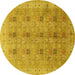 Round Persian Yellow Traditional Rug, tr380yw