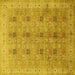 Square Machine Washable Persian Yellow Traditional Rug, wshtr380yw