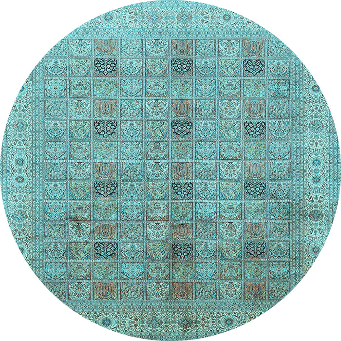 Round Machine Washable Persian Light Blue Traditional Rug, wshtr380lblu