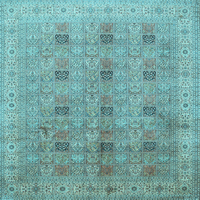 Square Machine Washable Persian Light Blue Traditional Rug, wshtr380lblu