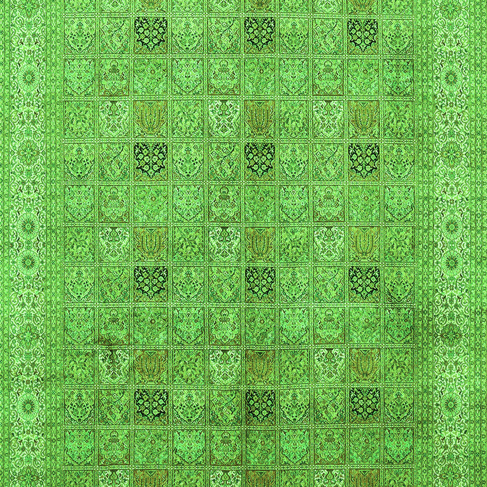 Serging Thickness of Machine Washable Persian Green Traditional Area Rugs, wshtr380grn