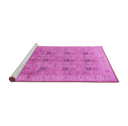 Sideview of Machine Washable Persian Pink Traditional Rug, wshtr380pnk