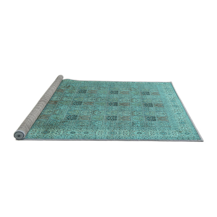 Sideview of Machine Washable Persian Light Blue Traditional Rug, wshtr380lblu