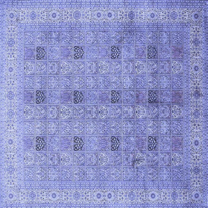 Square Machine Washable Persian Blue Traditional Rug, wshtr380blu