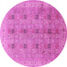 Round Machine Washable Persian Pink Traditional Rug, wshtr380pnk