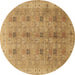 Round Persian Brown Traditional Rug, tr380brn