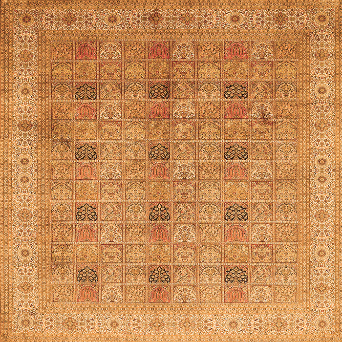 Round Machine Washable Persian Orange Traditional Area Rugs, wshtr380org