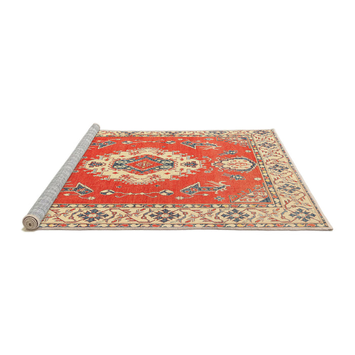 Sideview of Machine Washable Traditional Red Rug, wshtr381