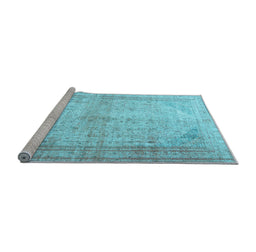 Sideview of Machine Washable Persian Light Blue Traditional Rug, wshtr3810lblu