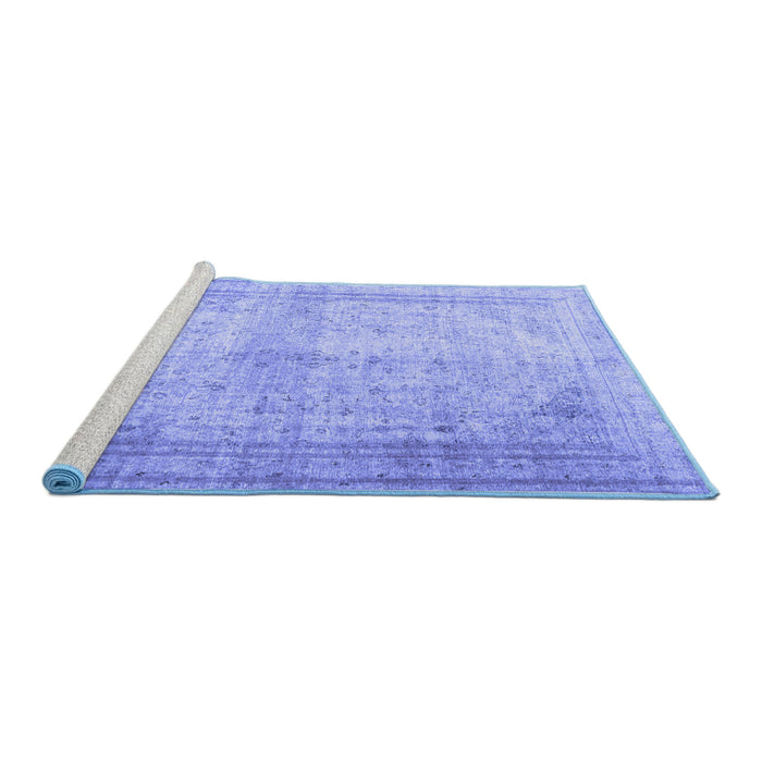 Sideview of Machine Washable Persian Blue Traditional Rug, wshtr3810blu