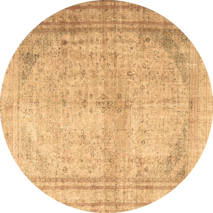 Round Persian Brown Traditional Rug, tr3810brn