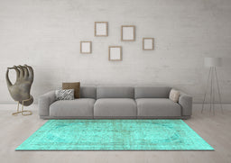 Machine Washable Persian Turquoise Traditional Area Rugs in a Living Room,, wshtr3810turq