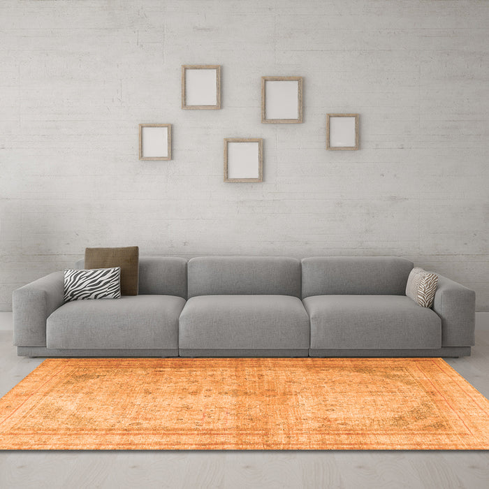Machine Washable Persian Orange Traditional Area Rugs in a Living Room, wshtr3810org